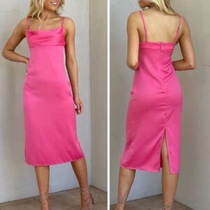 NWT WEWOREWHAT
Charmeuse Cowl Midi Dress Pink SZ 0 & 6